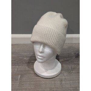 American Eagle Cream Ribbed Knit Beanie Cuffed Fall Winter Hat One Size